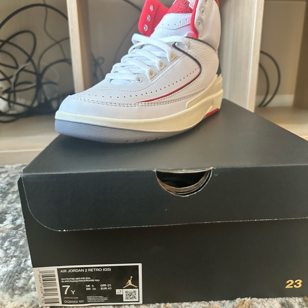 Jordan White and Red Shoes - Picture 3 of 6